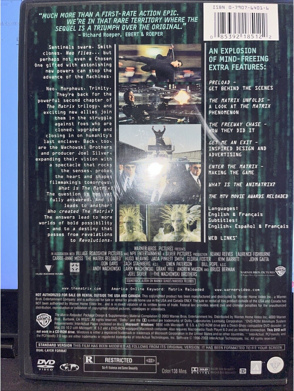 The Matrix Reloaded (DVD, 2003) - Picture 2 of 2